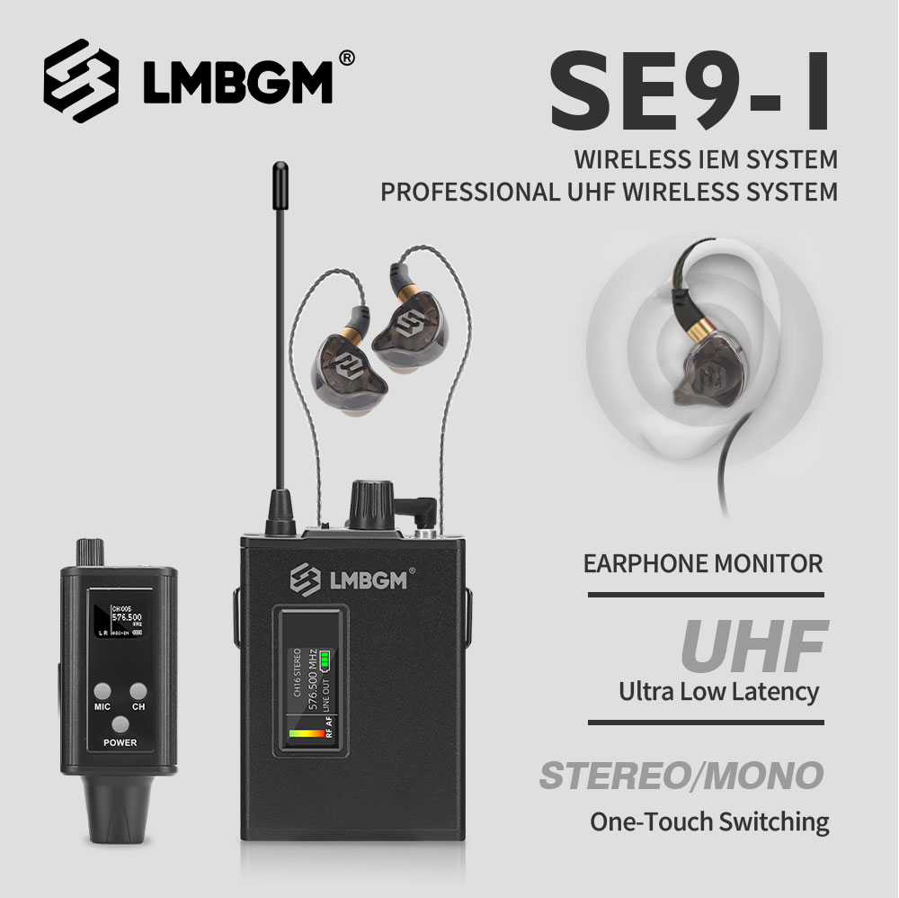 In Ear Monitors For Singers - LMBGM SE9 UHFワイヤレスインイヤーモニターシステム 16チャンネル 24ビット 96kHz