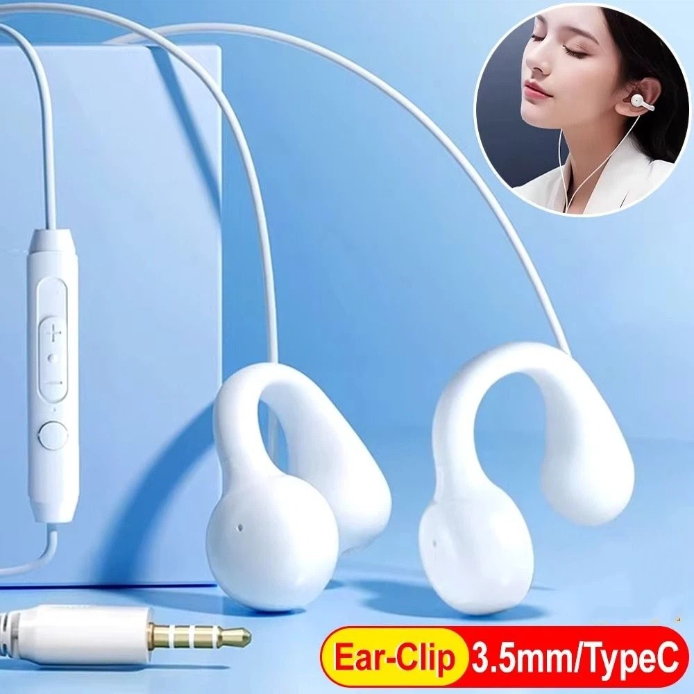 Open Ear Air Conduction Headphones - 空気伝導有線ヘッドフォン 骨伝導 3.5mm/Type-C イヤークリップヘッドフォン イヤークリップタイプ ステレオイヤホン