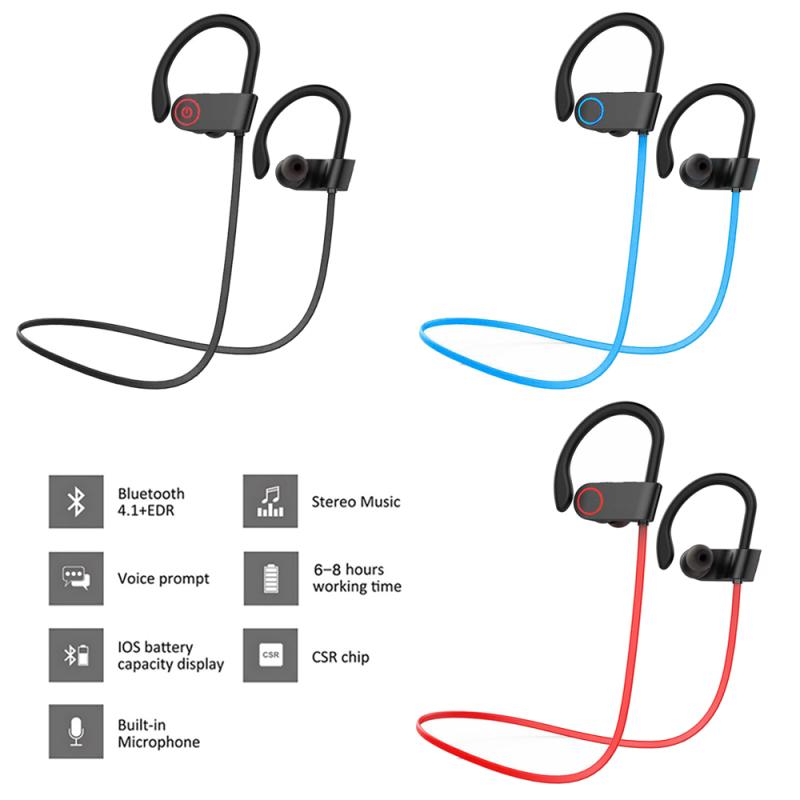 Magnetic Neckband Sports Earphones - 磁気クロージャー付き防水Bluetoothヘッドセット,耳サポート付きワイヤレススポーツヘッドセット,5.0