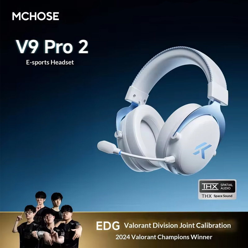 Anc Wireless Over Ear Headphones - MCHOSE V9 Pro 2：eスポーツ向けワイヤレスゲーミングヘッドセット。4つのモード、THX Spatial Audio、53mmドライバー、オーバーイヤー型、長時間のバッテリー駆動、シンプルなデザイン。