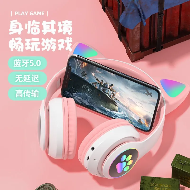 猫耳 Bluetooth ヘッドフォンワイヤレスノイズキャン - Cat Ear Bluetooth Headset Led のレビューと価格