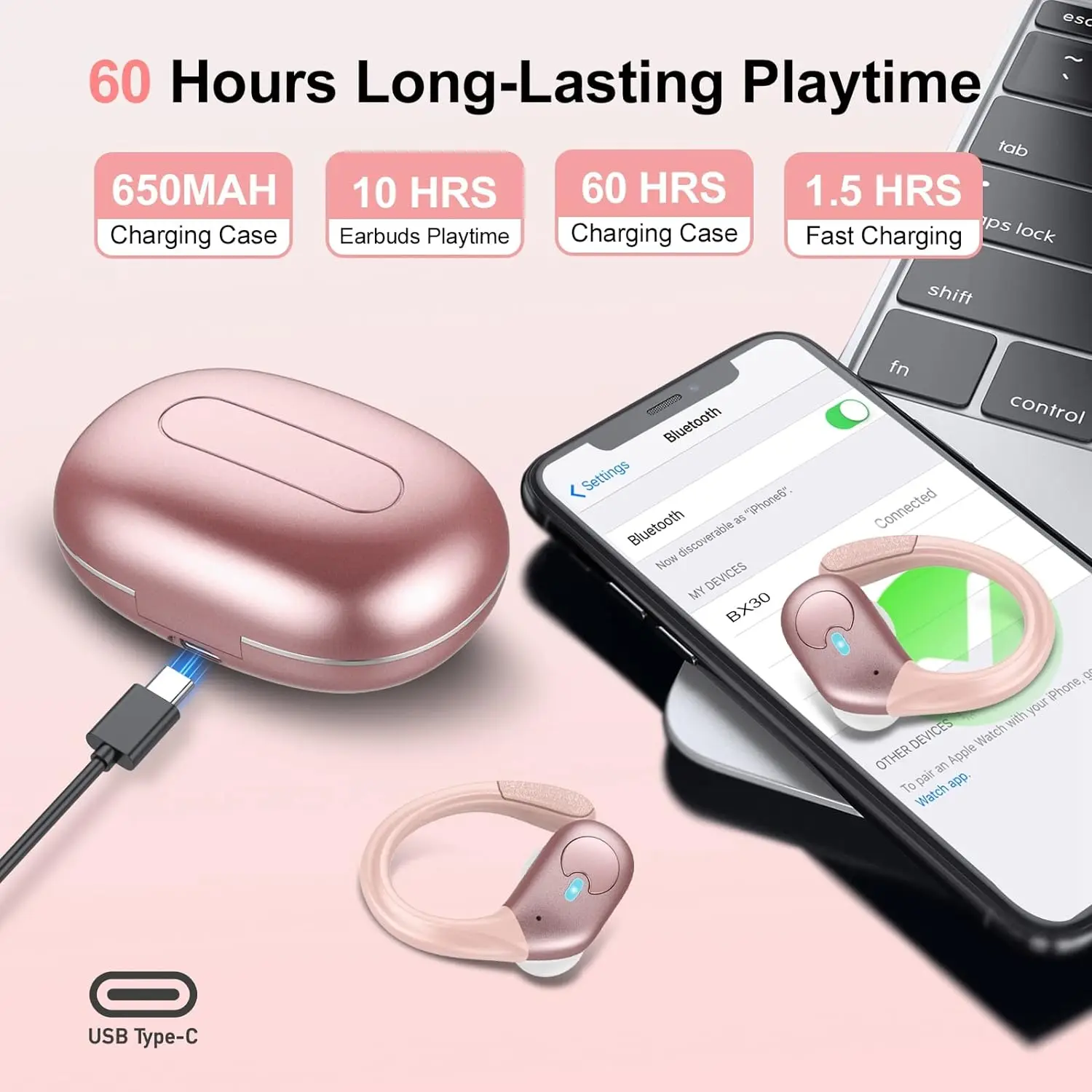 BX30 ブルートゥース6.0イヤホン IPX7防水ワイヤレ - Type C Wired Earphones With Mic のレビューと価格