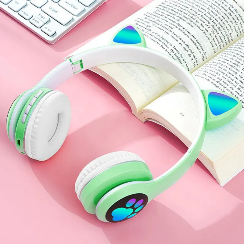 猫耳ワイヤレスヘッドフォン Bluetooth 5.4 折り - Cat Ear Bluetooth Headset Led のレビューと価格