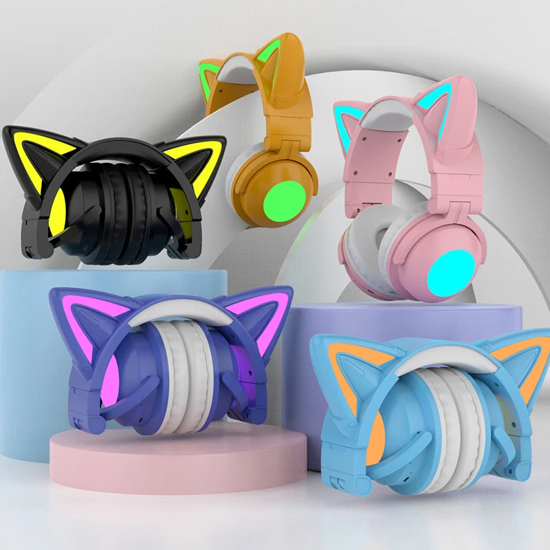 ZW068 Bluetooth ヘッドフォン LED ライト - Cat Ear Bluetooth Headset Led のレビューと価格