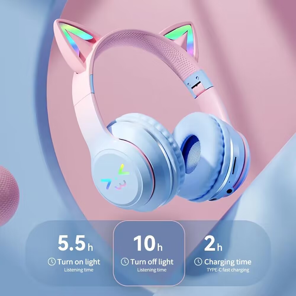 BluetoothワイヤレスRGBGlowイヤホン,猫の耳の - Gaming Headset With Mic Rgb のレビューと価格