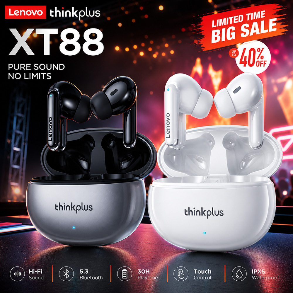 Lenovo XT88 TWS ワイヤレスイヤホン Blue - Tws Earbuds Bluetooth 5.3 のレビューと価格