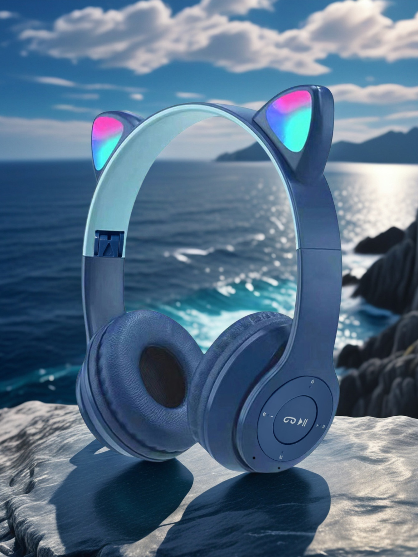 P47M キャットイヤーヘッドホン、RGBカラフルLEDライ - Cat Ear Bluetooth Headset Led のレビューと価格